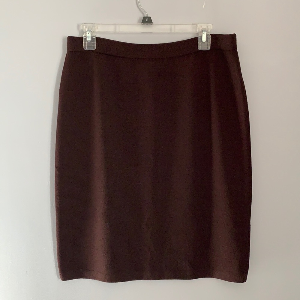 St. John collection by Marie gray knit skirt, brown